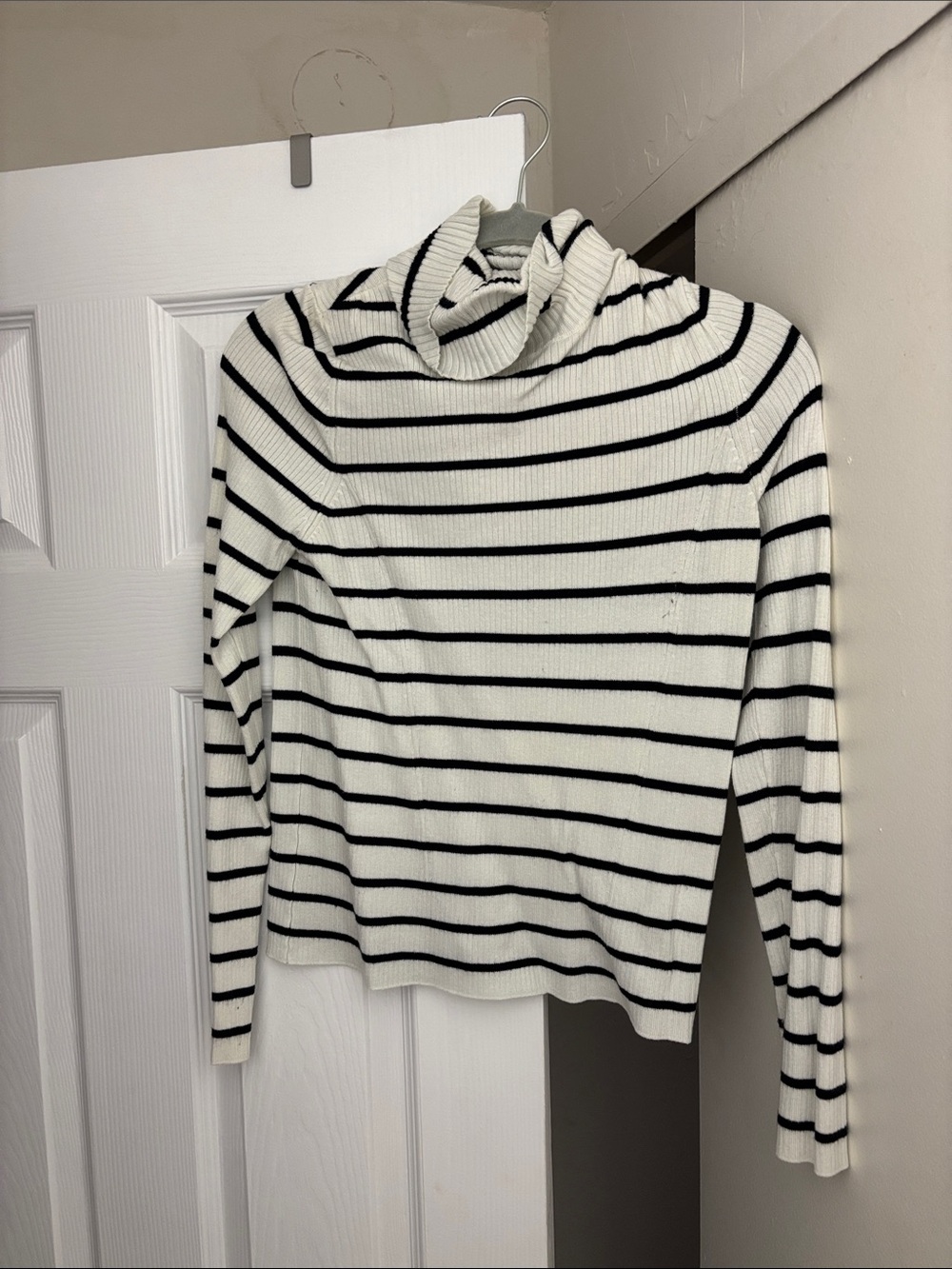 a new day Black & White Striped Turtleneck Sweater